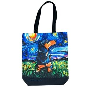 Aja Trier - 2/$40 - ‘Starry Night - Dachshund’ Tote Bag. 15”x16”. NWT.